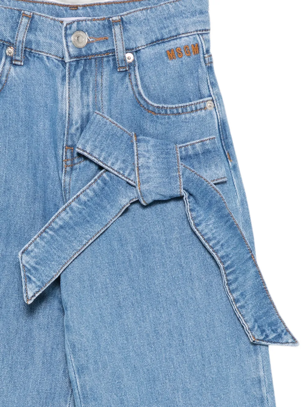 MSGM Kids Jeans met strikdetail Blauw
