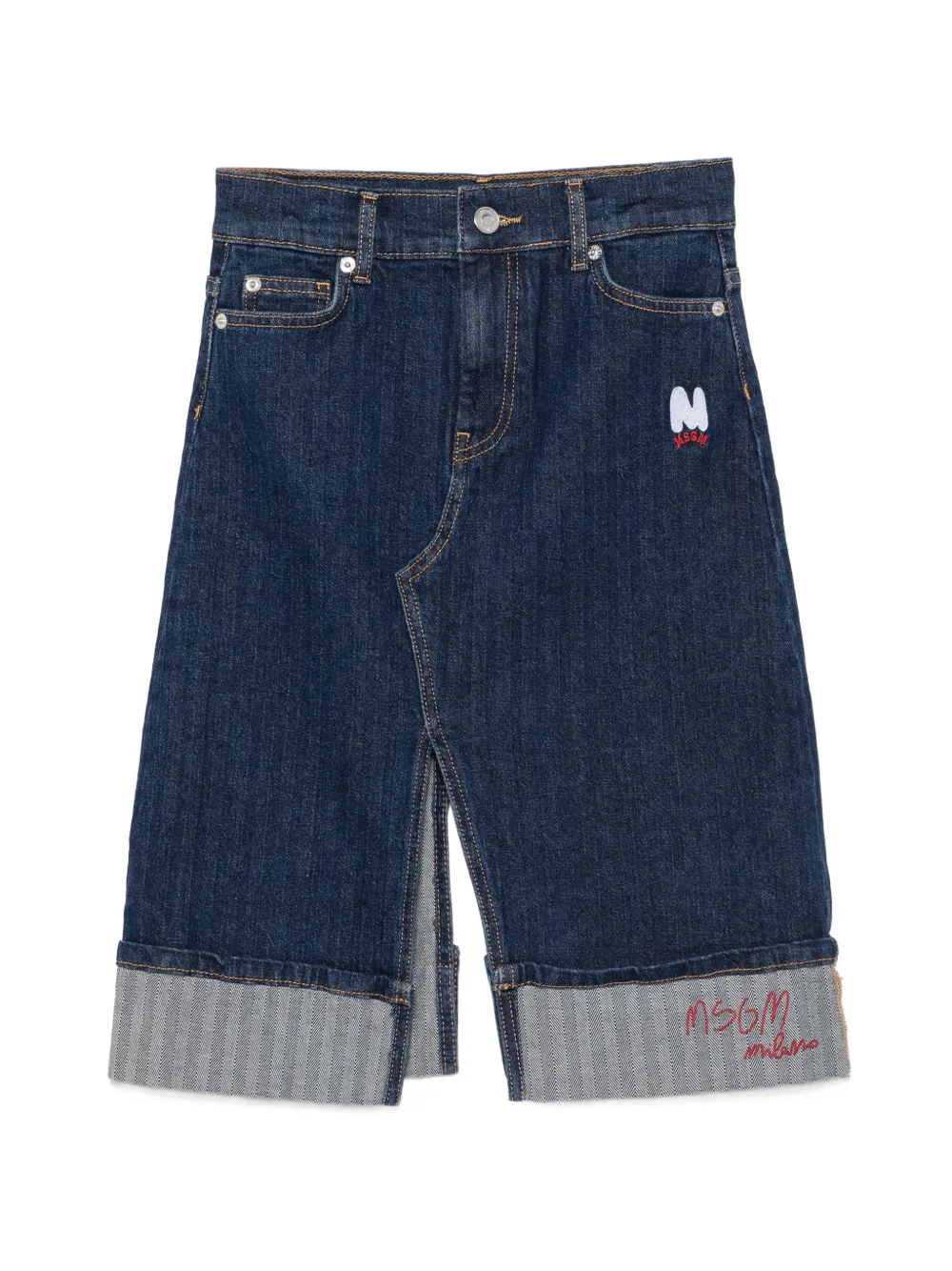 MSGM Kids logo-embroidered skirt - Blau