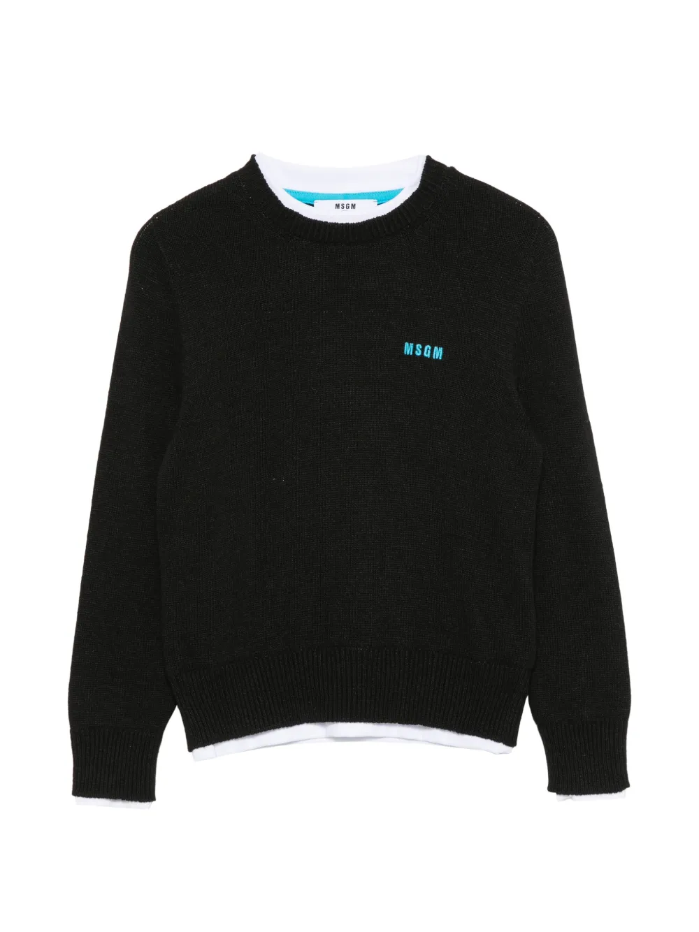MSGM Kids logo-embroidered layered-effect sweater - Nero