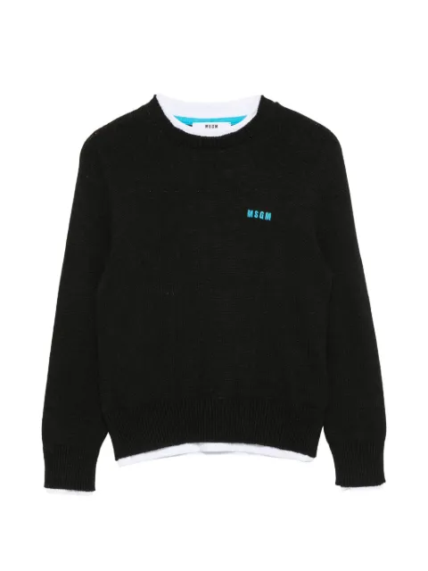 MSGM Kids logo-embroidered layered-effect sweater