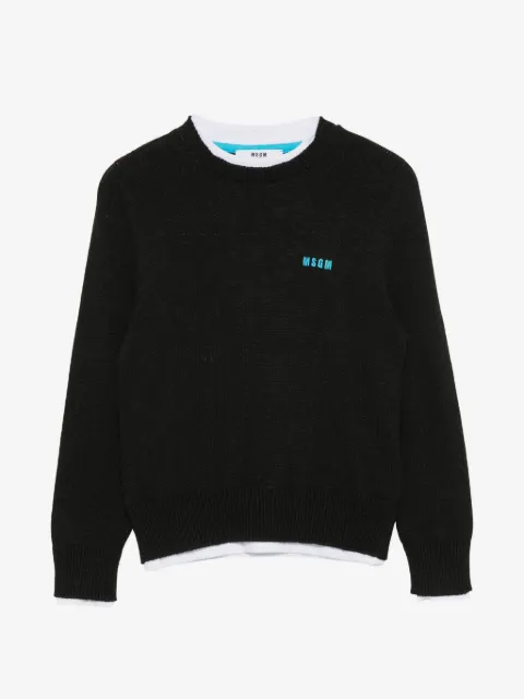 MSGM Kids logo-embroidered layered-effect sweater