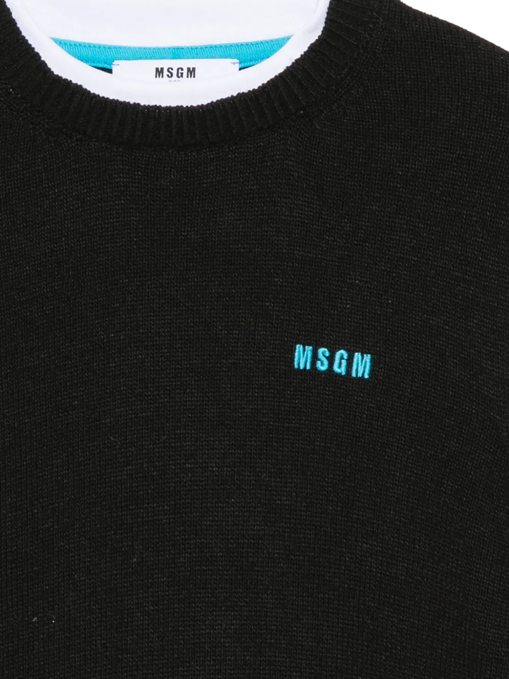MSGM Kids Gelaagde trui met geborduurd logo Zwart