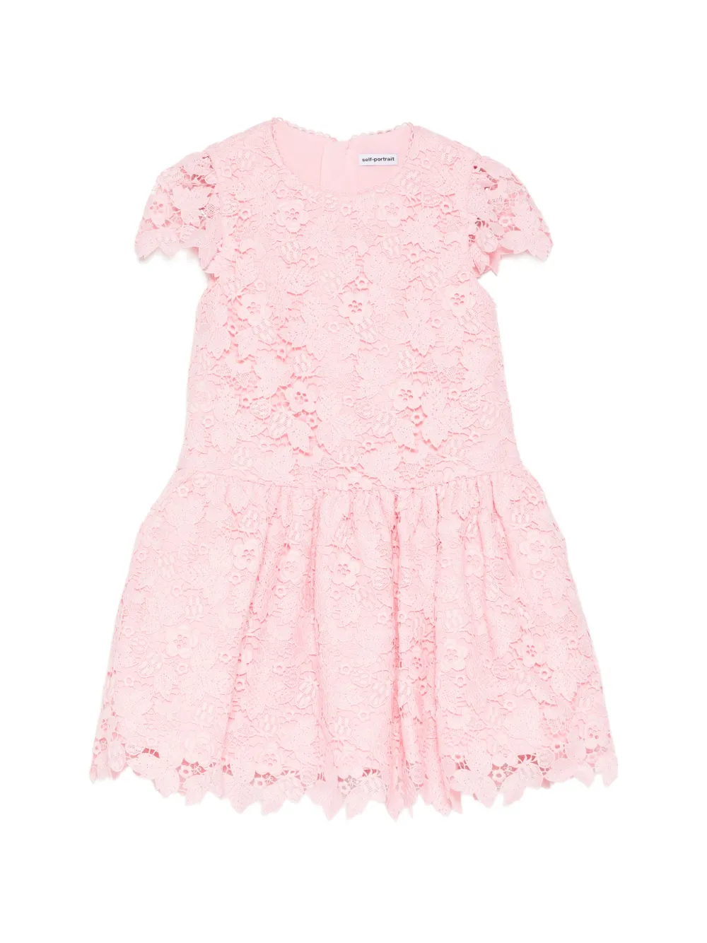 Self-Portrait Kids floral-lace flared dress - Rosa