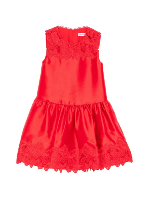 Self-Portrait Kids guipure lace-trim satin dress
