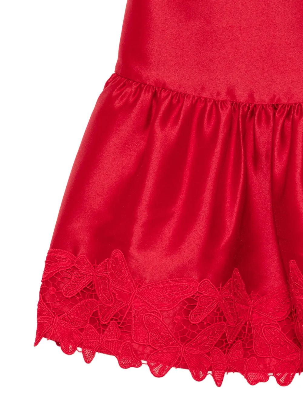 Self-Portrait Kids Guipure satijnen jurk met kanten afwerking Rood