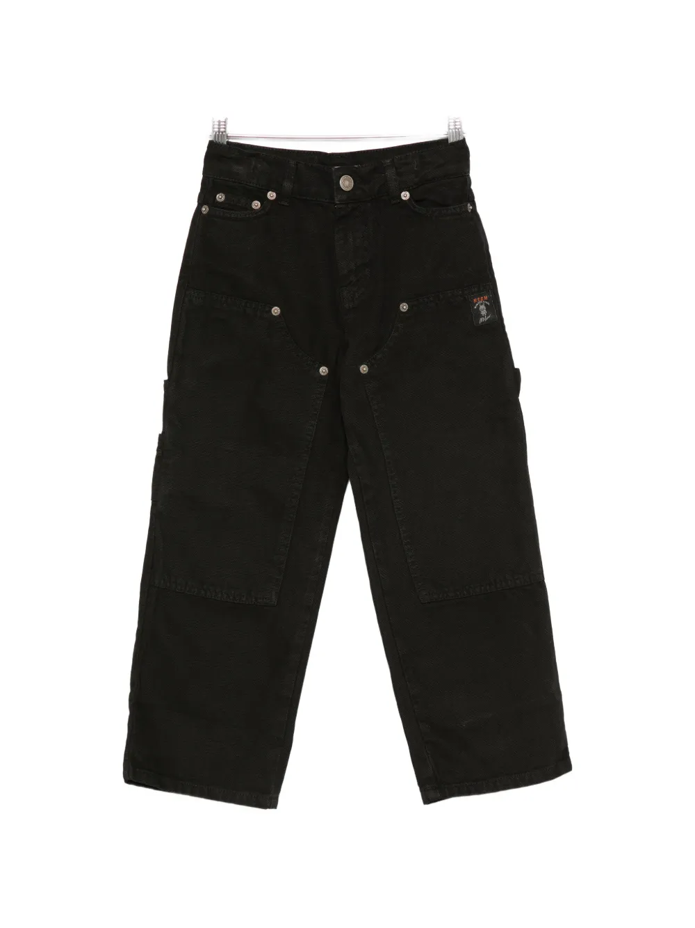 MSGM Kids rivet-embellished logo-patch jeans - Nero
