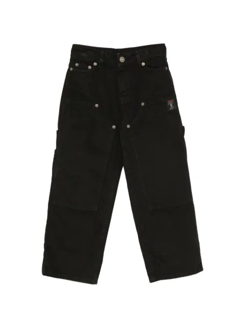 MSGM Kids rivet-embellished logo-patch jeans