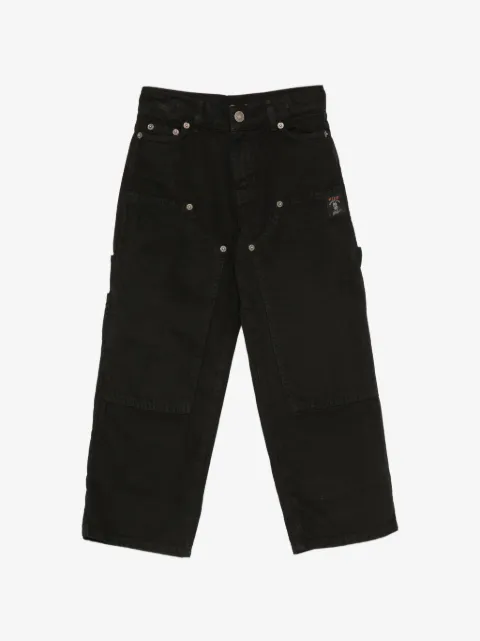 MSGM Kids rivet-embellished logo-patch jeans