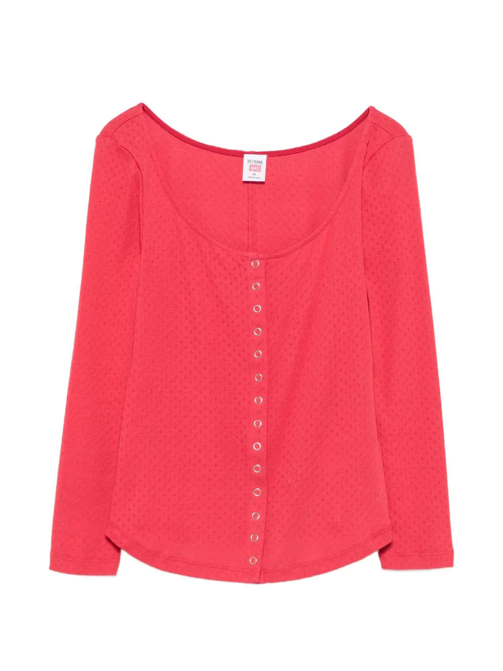 RE/DONE x Hanes pointelle-knit snap-button top - Rosso