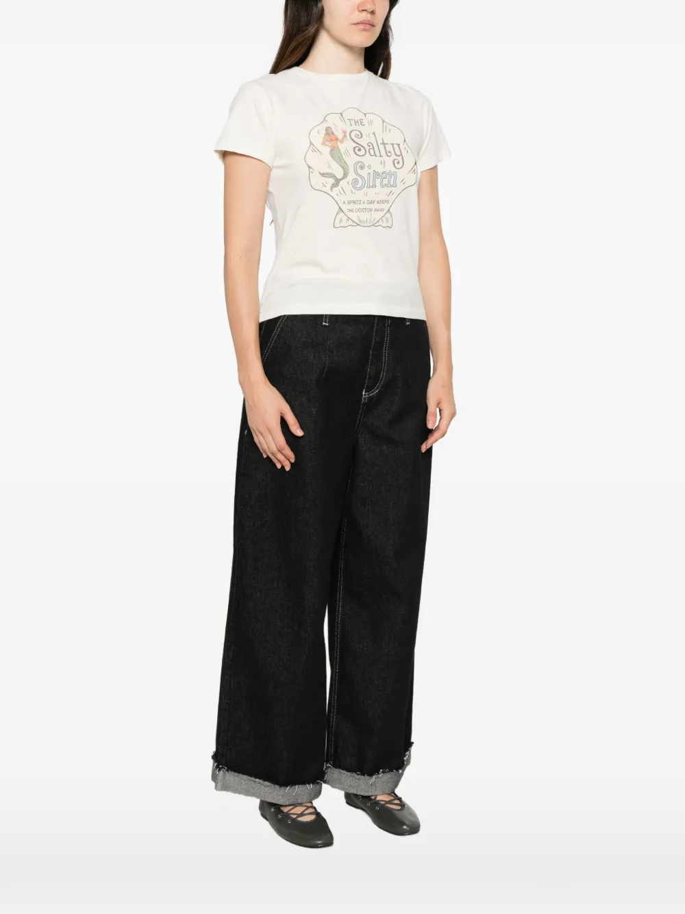 RE DONE T-shirt met grafische print Beige