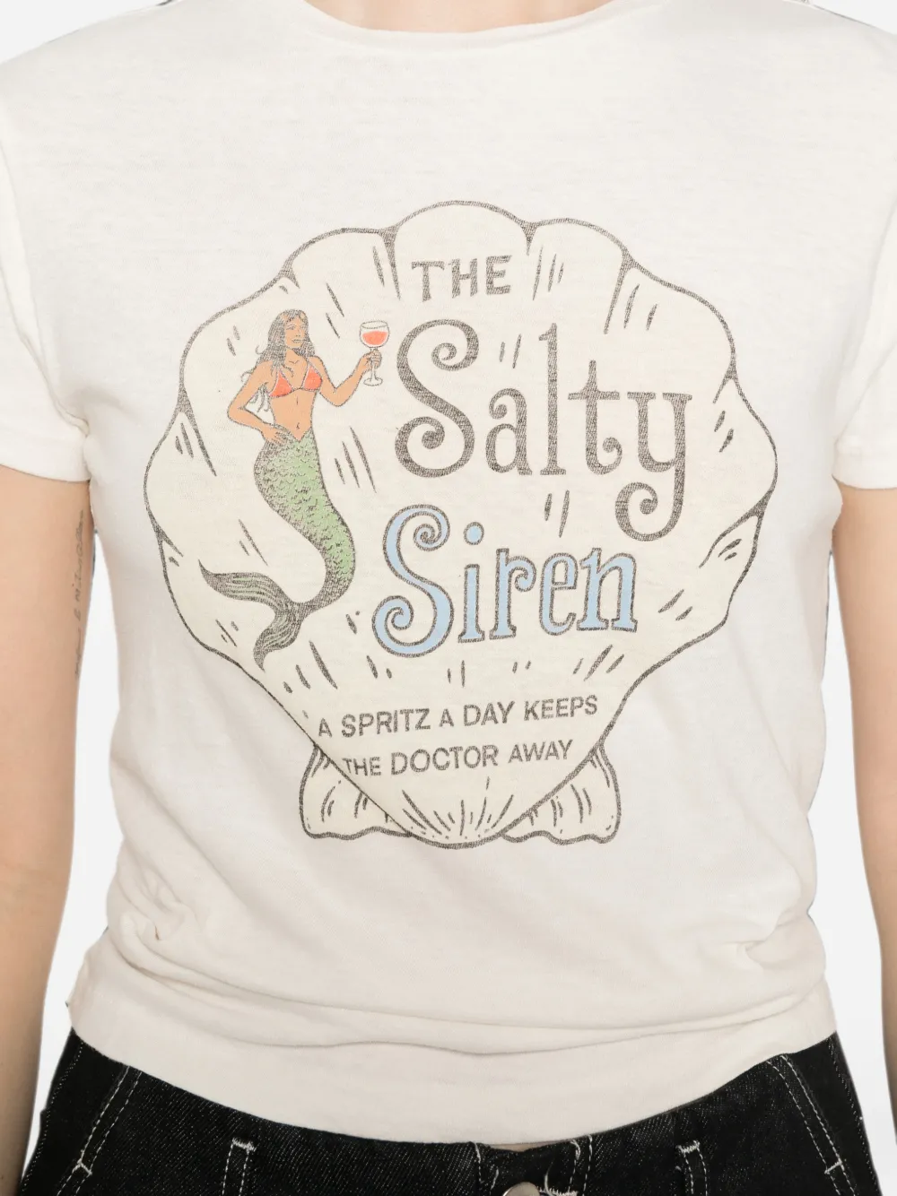 RE DONE T-shirt met grafische print Beige
