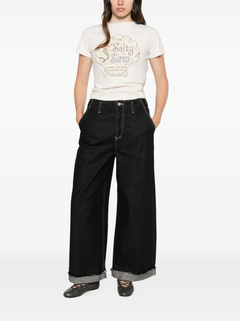 RE DONE T-shirt met grafische print Beige