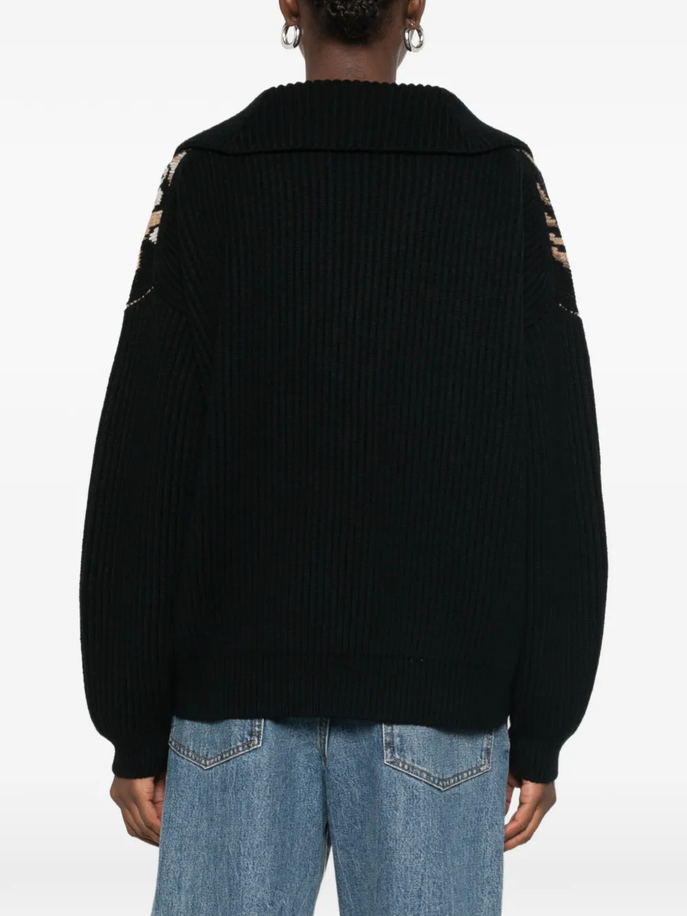 ETRO Intarsia gebreide trui met veters Zwart