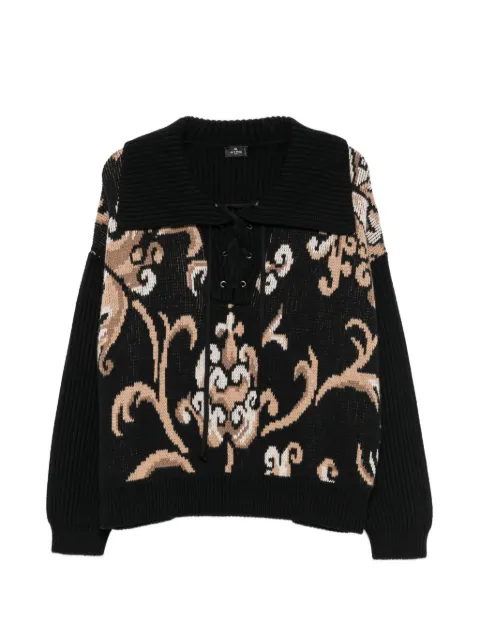 ETRO intarsia-knit lace-up sweater
