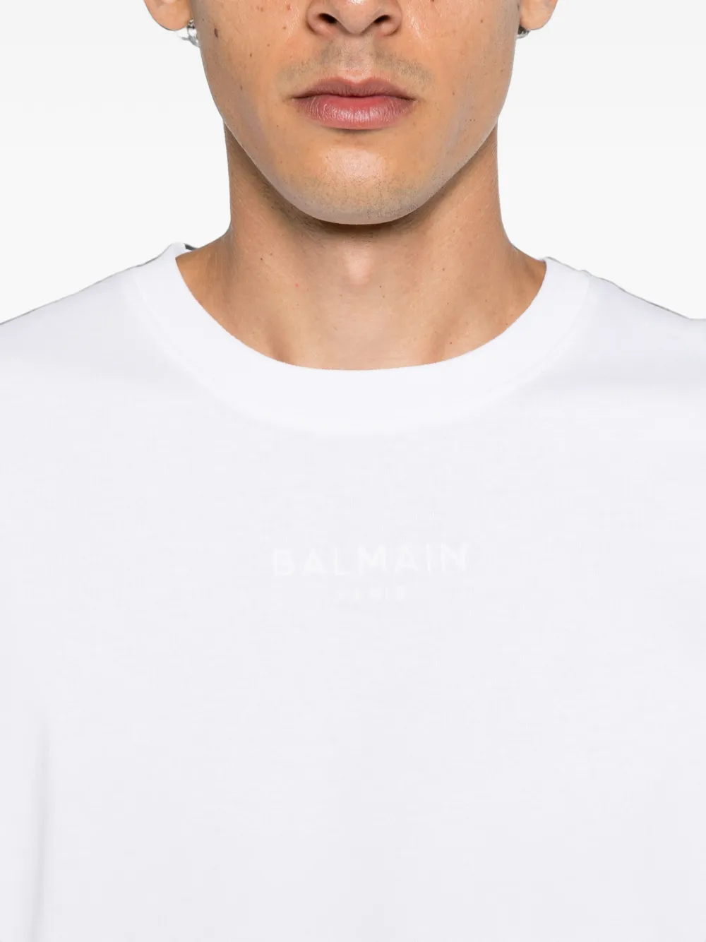 Balmain logo-embroidered T-shirt Wit
