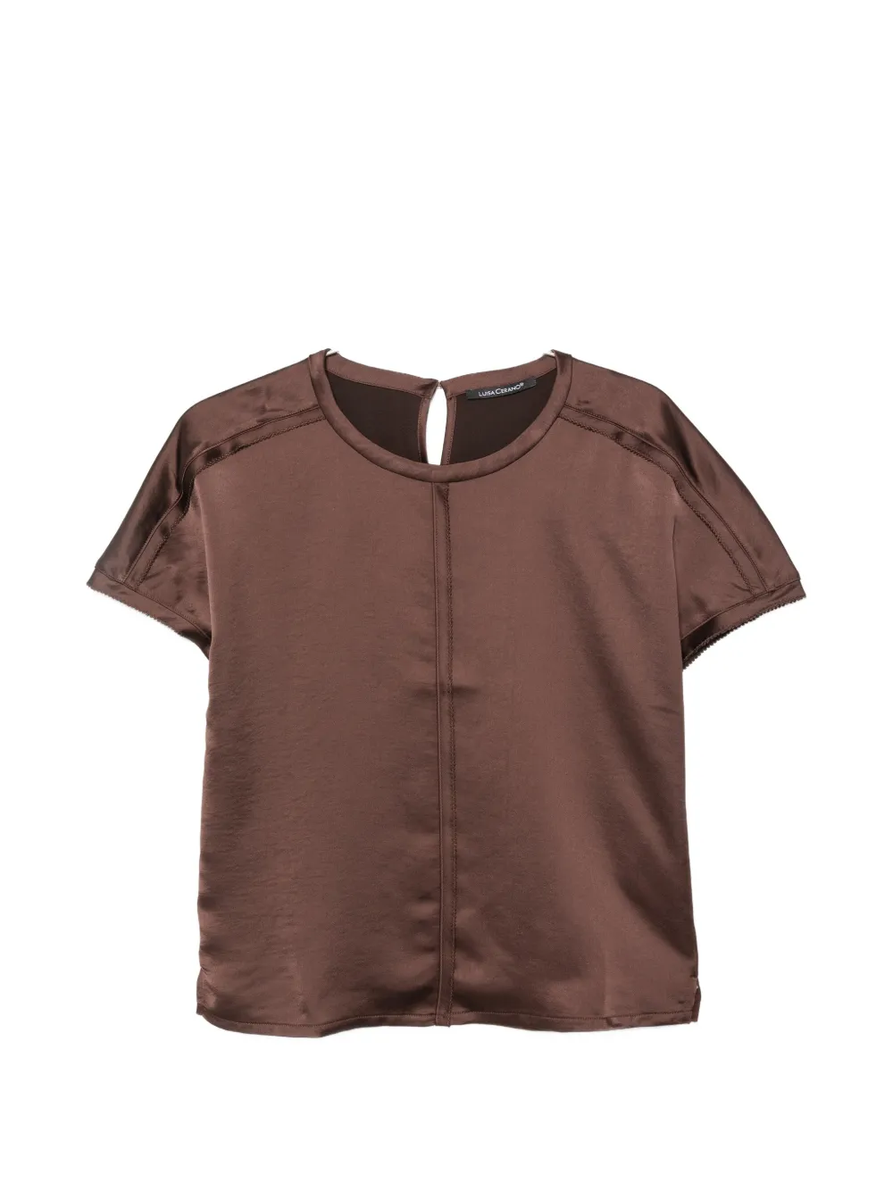 Luisa Cerano satin-finish panelled top - Marrone