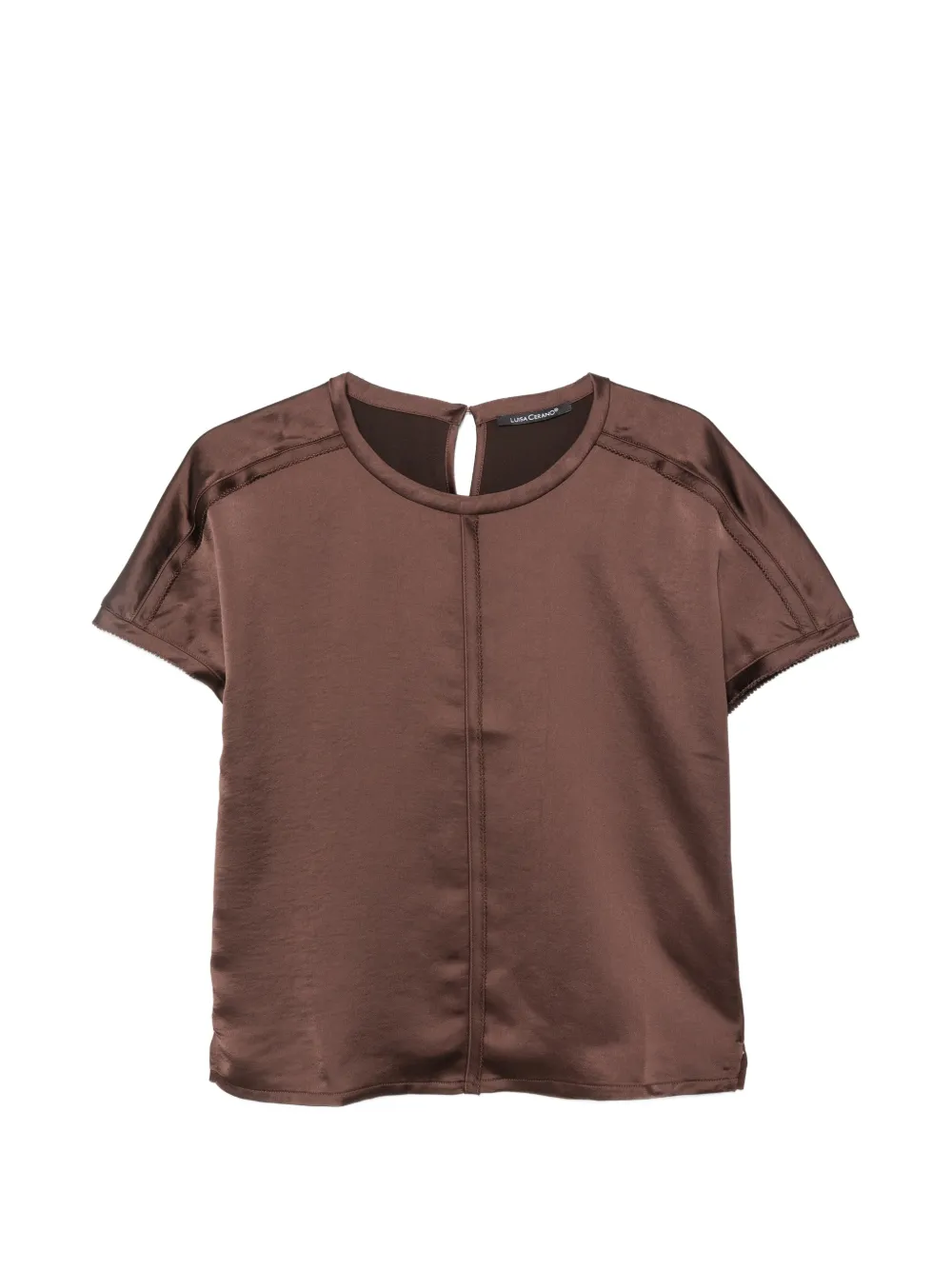 Luisa Cerano satin-finish panelled top Bruin