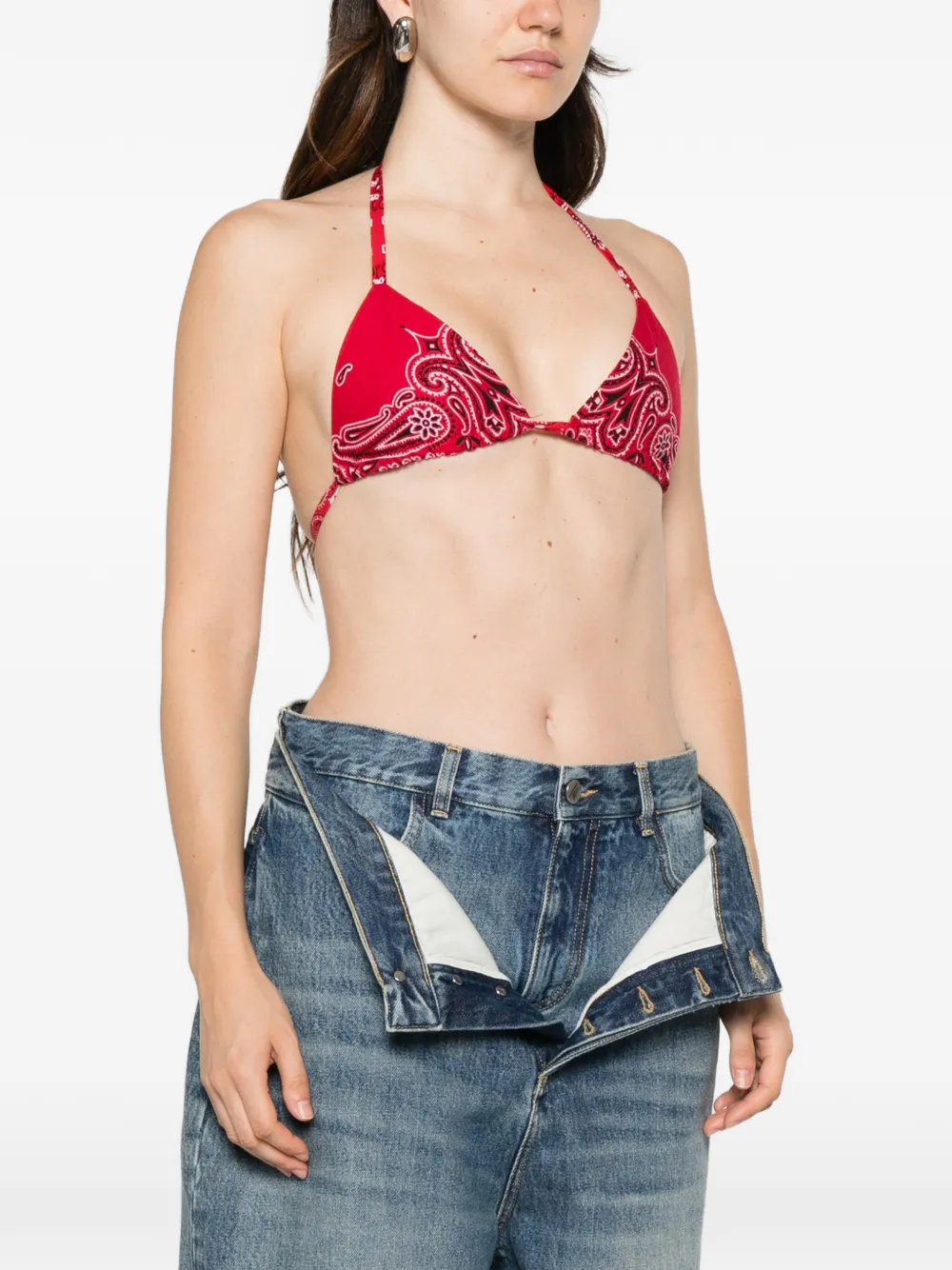 RE DONE Top met paisley-print Rood