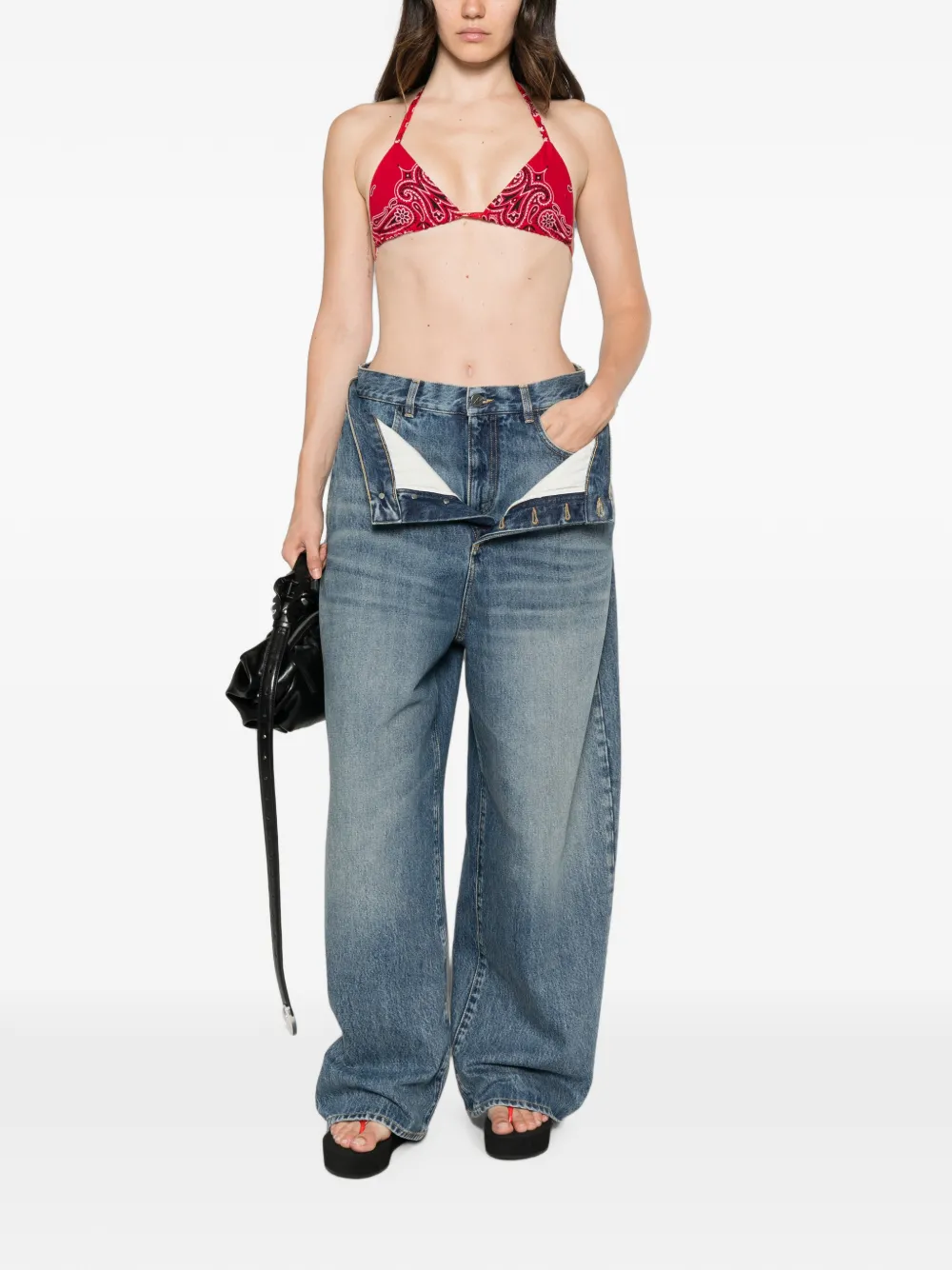 RE DONE Top met paisley-print Rood