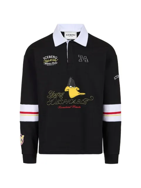 Iceberg graphic-print long-sleeve polo shirt