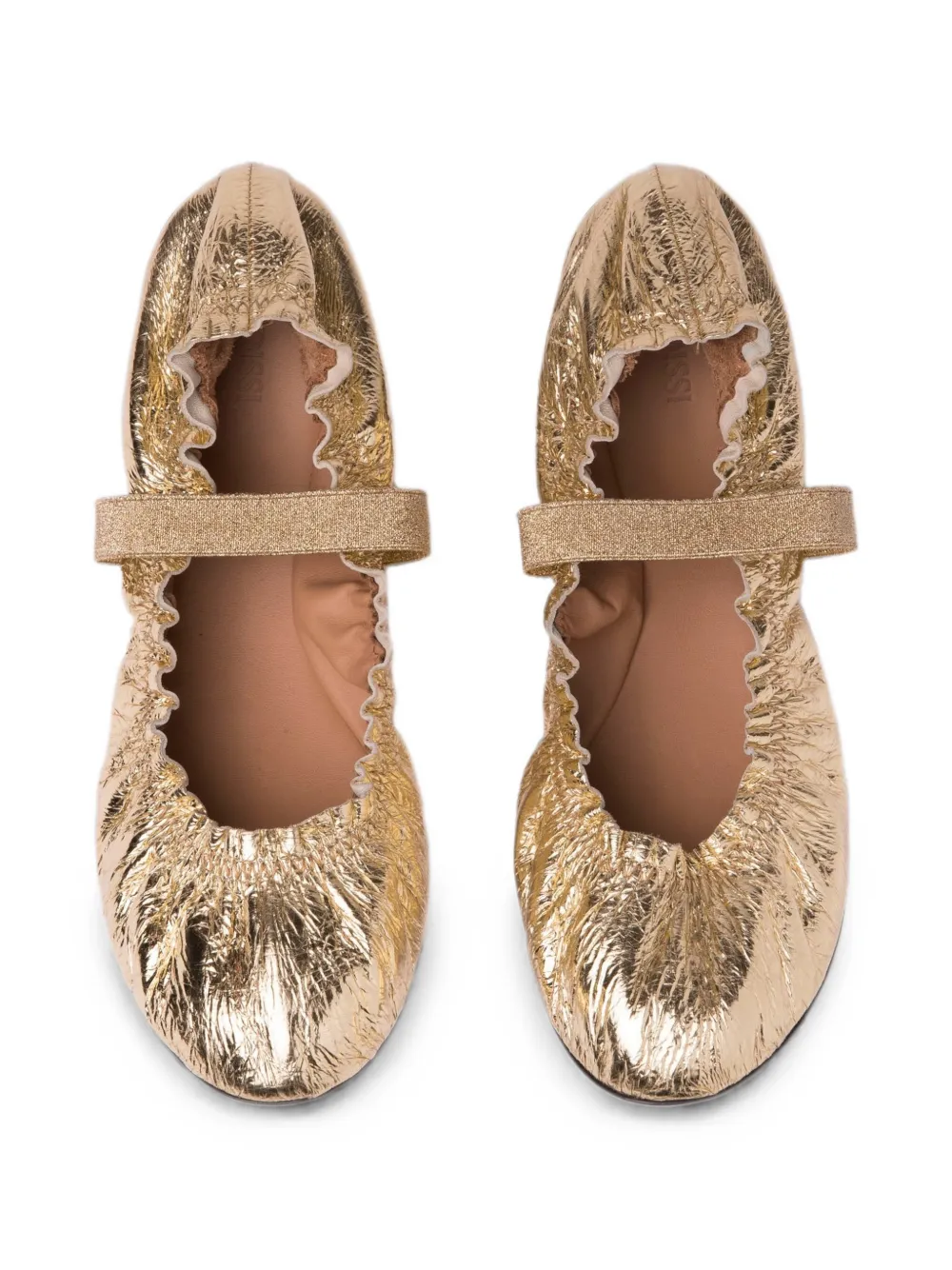 ODISSI Flora elastische ballerina's met ruches Goud