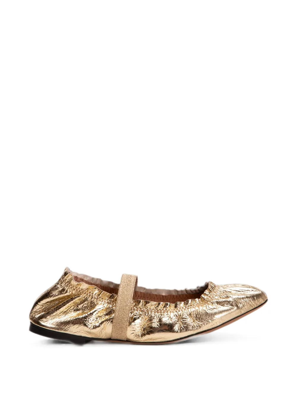 ODISSI Flora elasticated ruched ballet flats - Oro