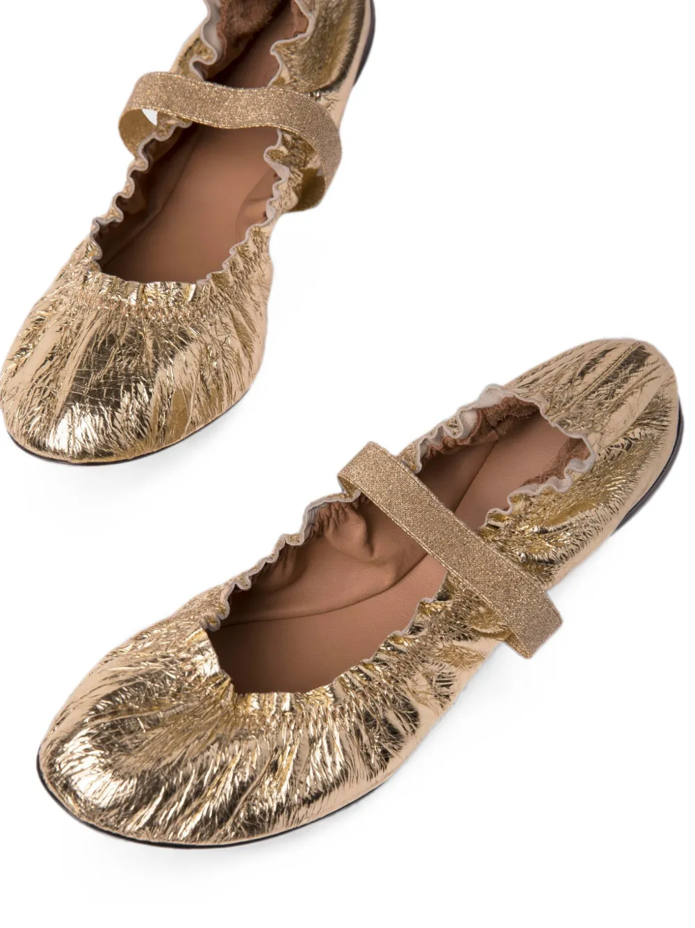 ODISSI Flora elastische ballerina's met ruches Goud