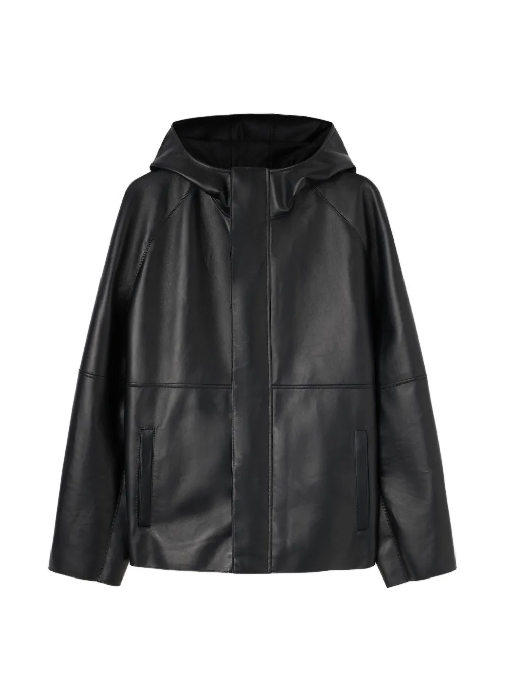 RETORI hooded leather jacket - Nero