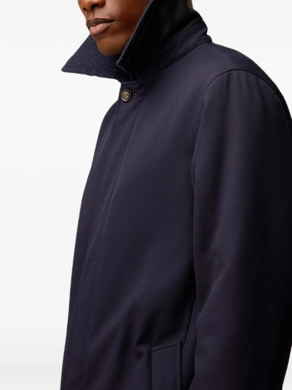 RETORI Jas van wol-gabardine met afneembare kraag Blauw