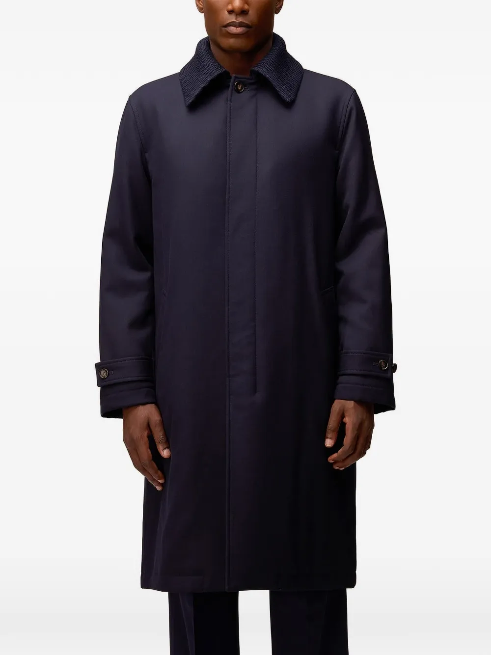 RETORI Jas van wol-gabardine met afneembare kraag Blauw
