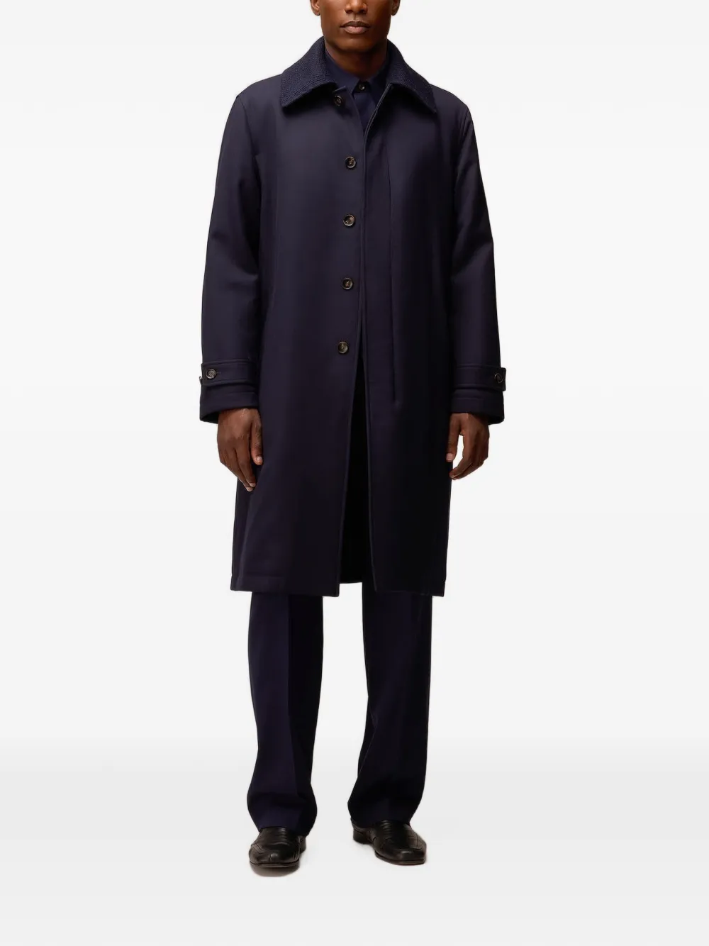 RETORI Jas van wol-gabardine met afneembare kraag Blauw