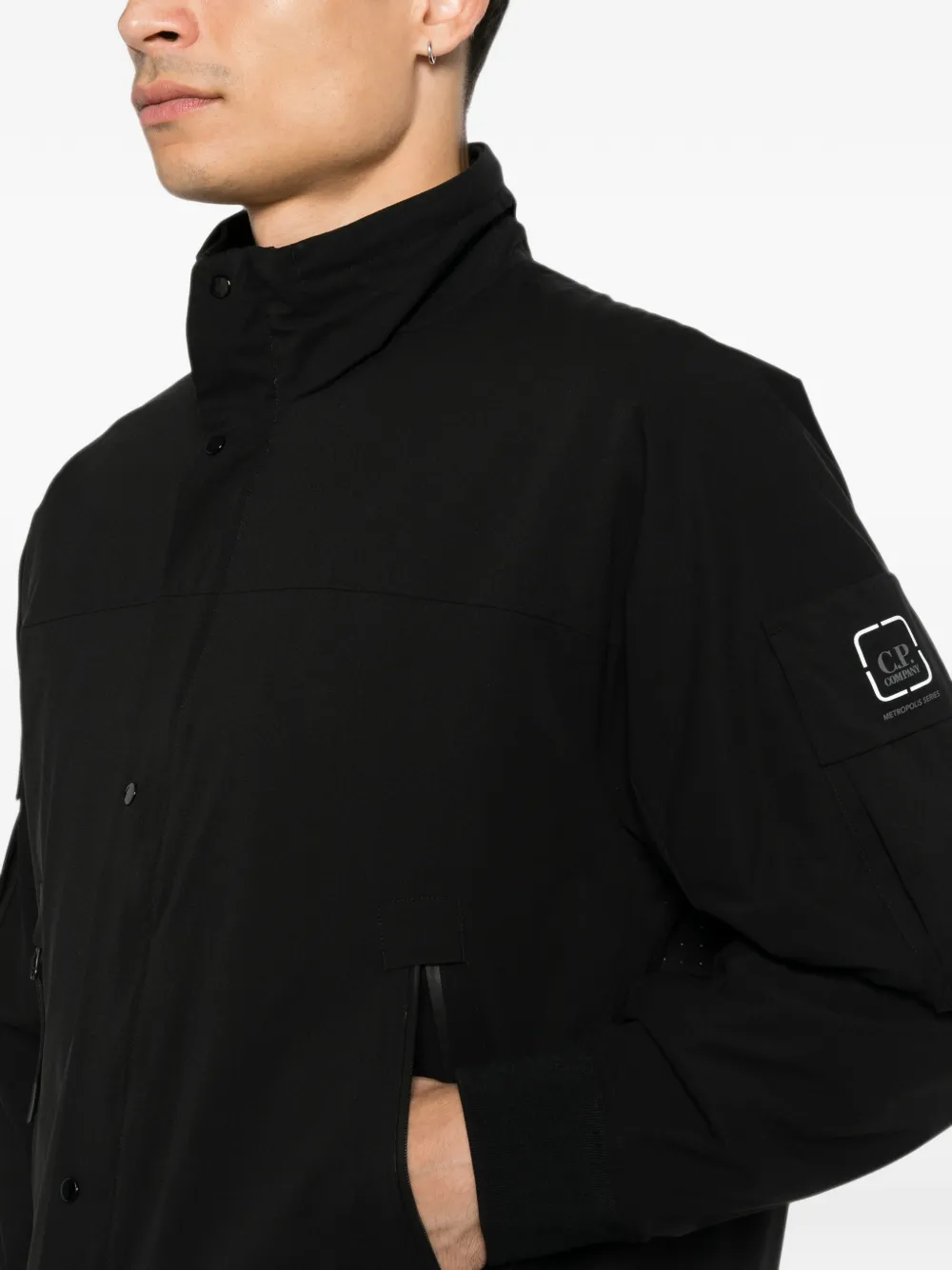 C.P. Company Metro-Tek jack met capuchon en logo-patch Zwart
