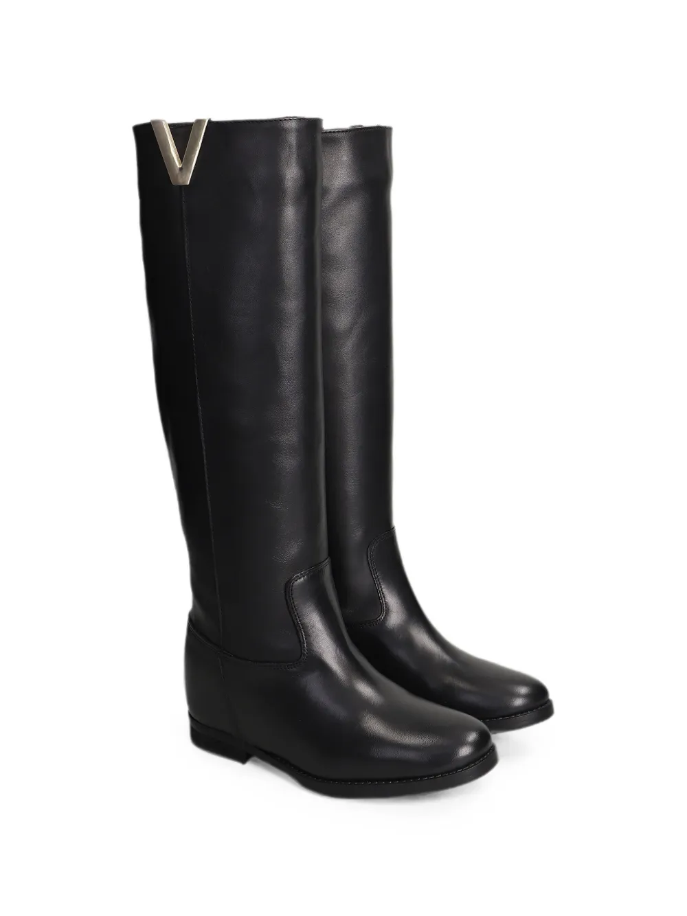 Julie Dee V-logo knee-high boots Zwart