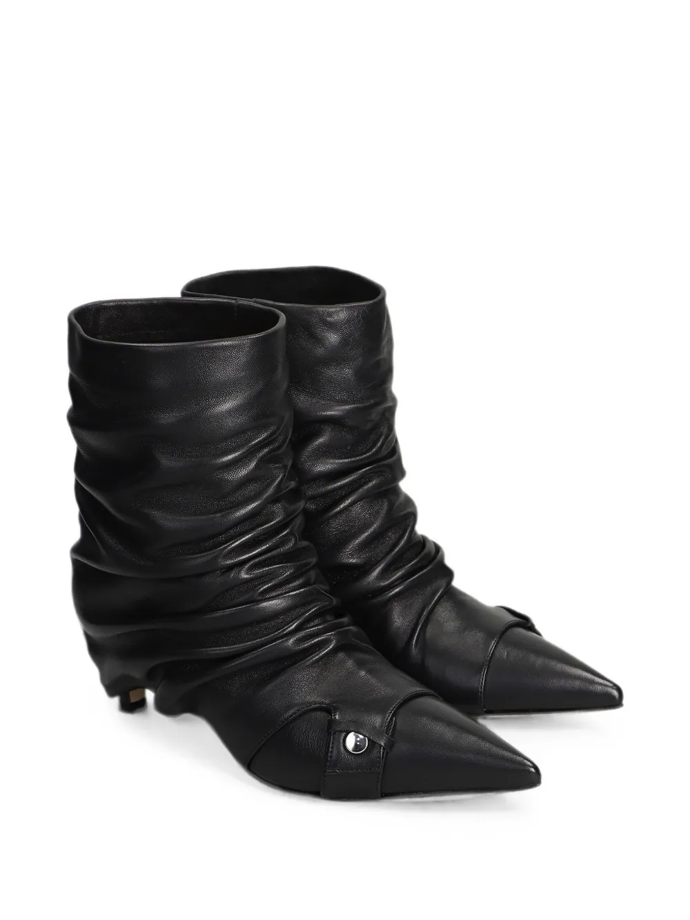 The Seller ruched pointed-toe ankle boots Zwart