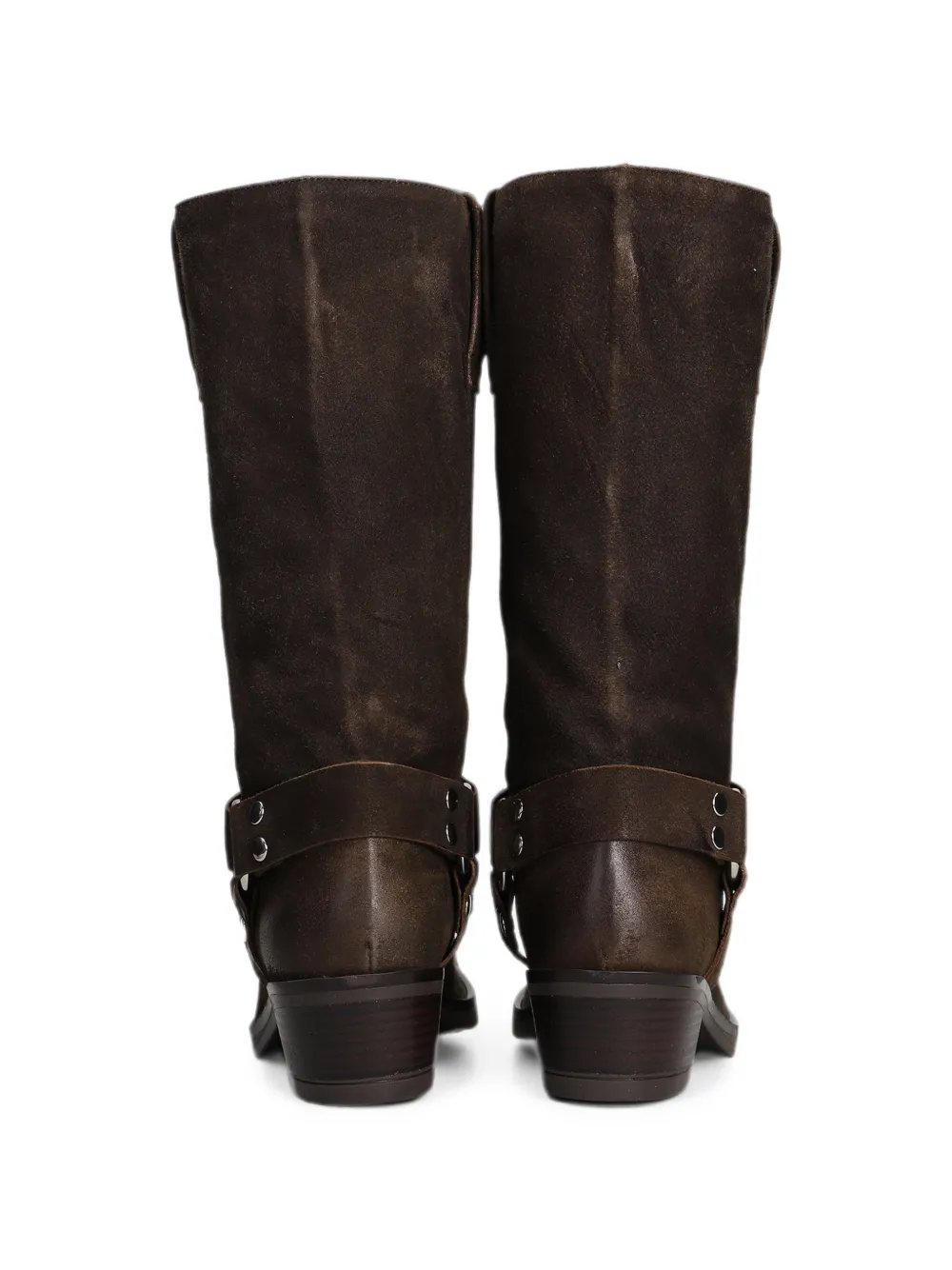 Julie Dee buckled harness biker boots Bruin