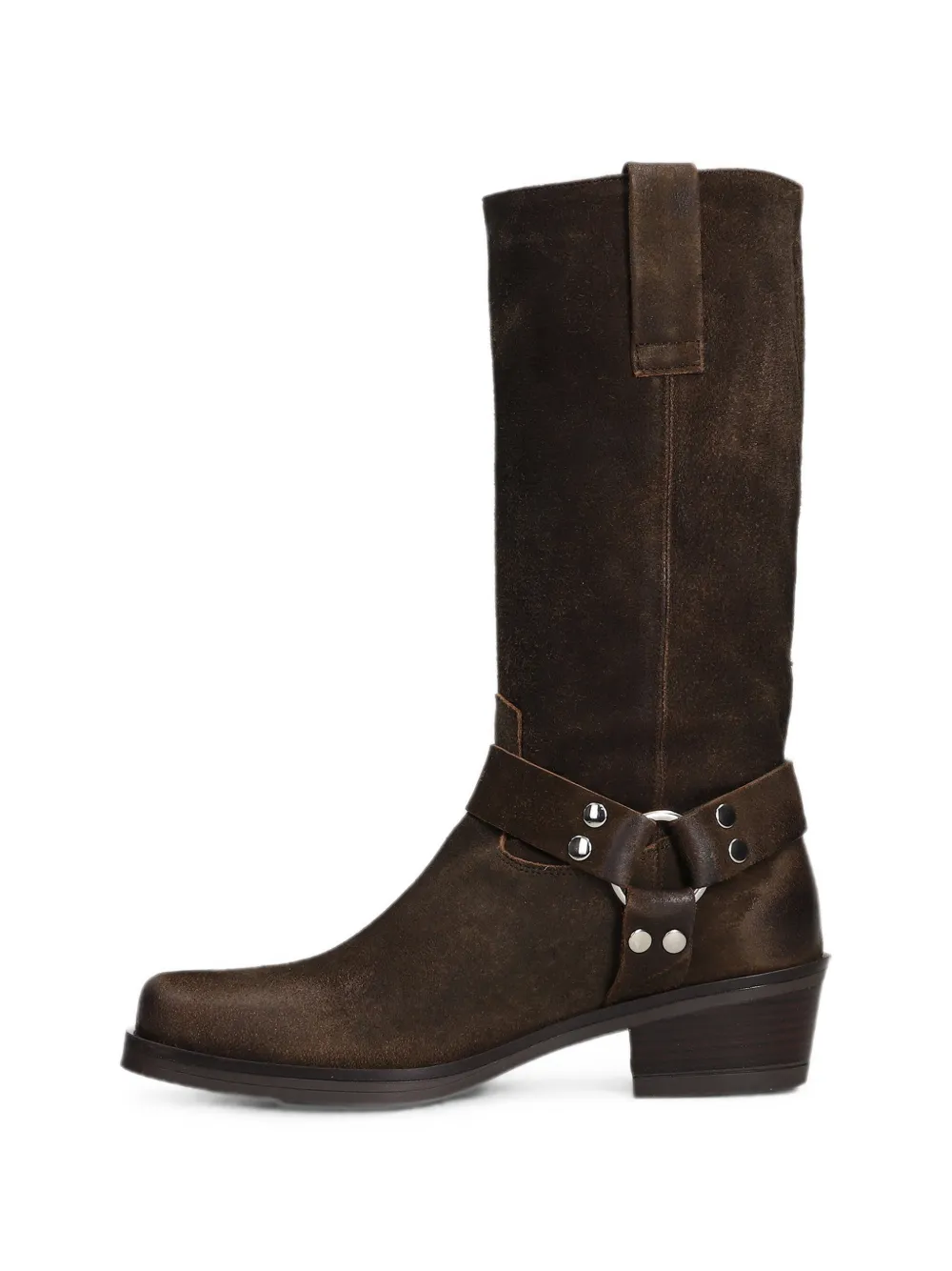 Julie Dee buckled harness biker boots Bruin
