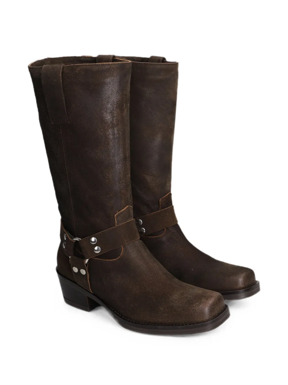 Julie Dee buckled harness biker boots Bruin