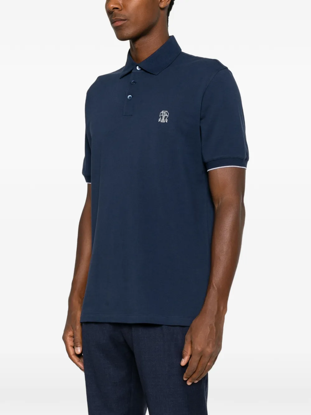 Brunello Cucinelli Poloshirt met geborduurd logo Blauw