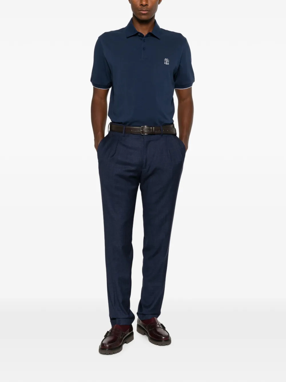 Brunello Cucinelli Poloshirt met geborduurd logo Blauw