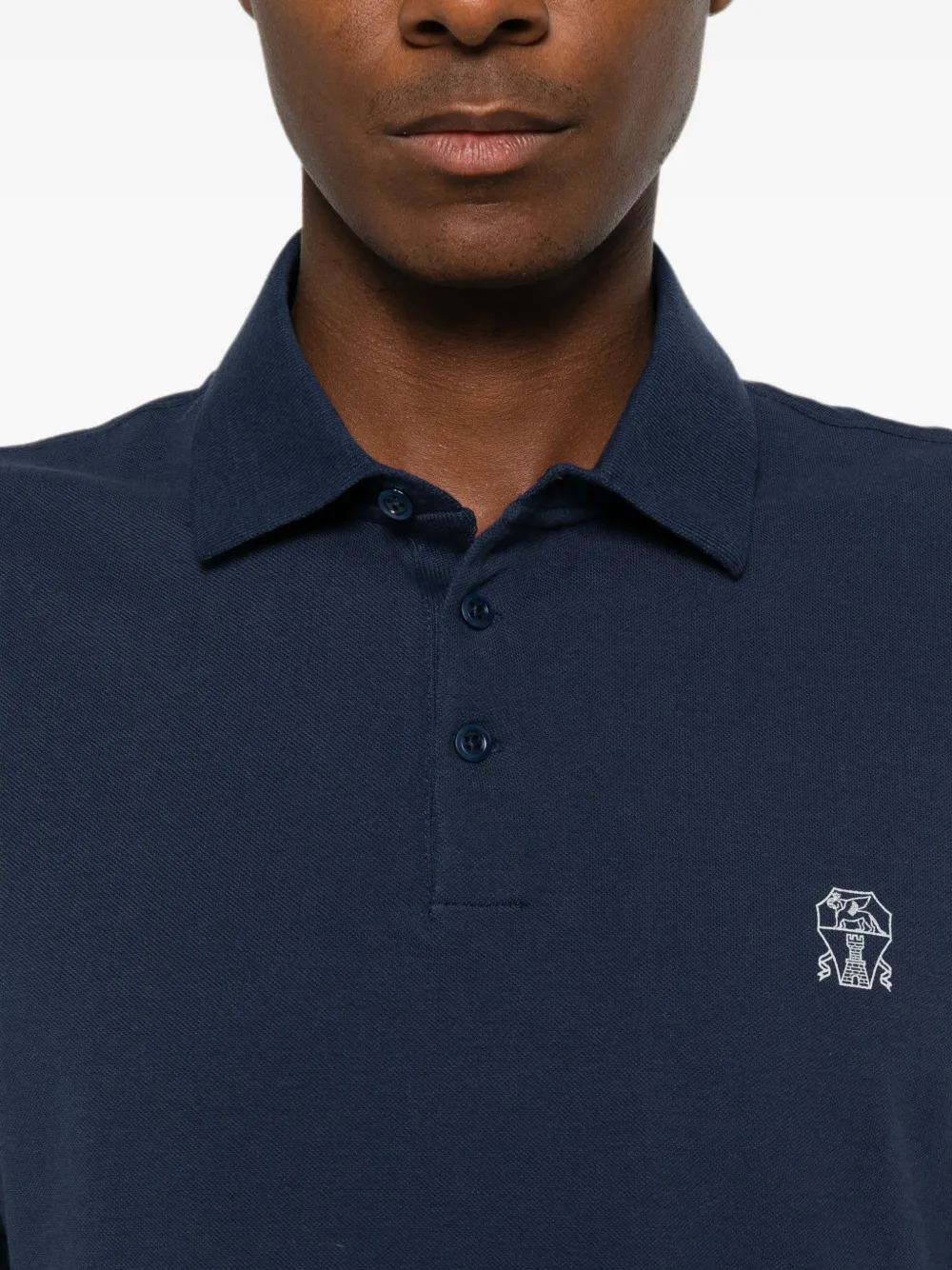 Brunello Cucinelli Poloshirt met geborduurd logo Blauw