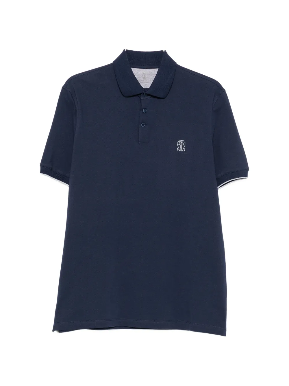 Brunello Cucinelli logo-embroidered polo shirt - Blu