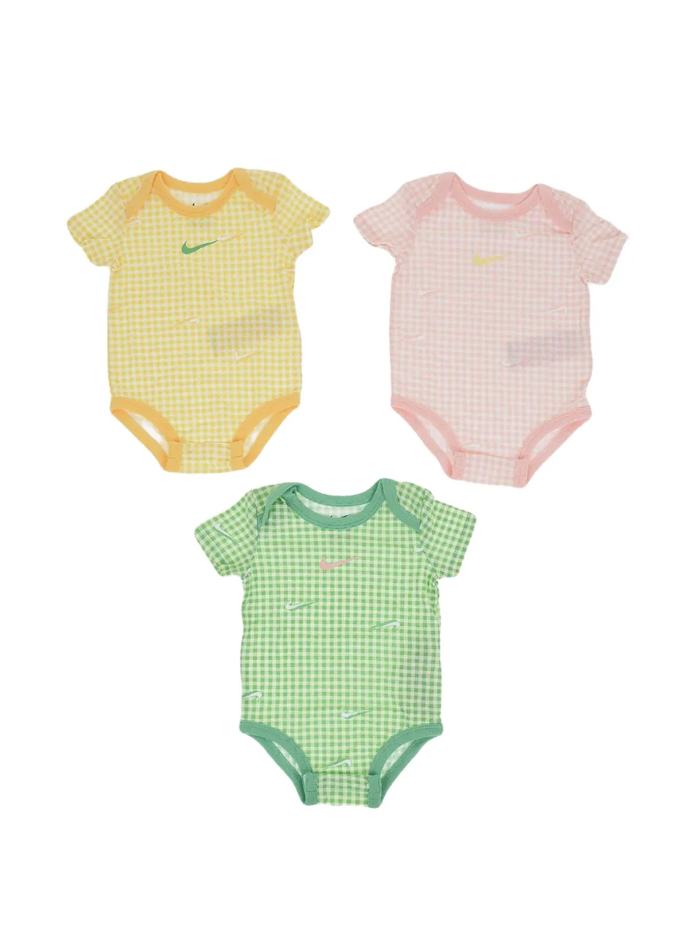 Nike Kids body à carreaux et logo Swoosh (lot de 3) - Multicolore