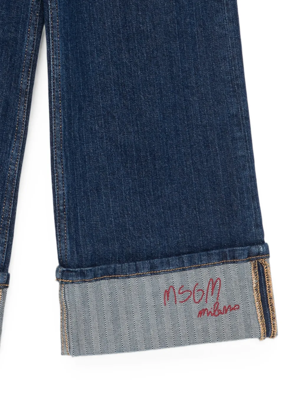 MSGM Kids Jeans met geborduurd logo Blauw