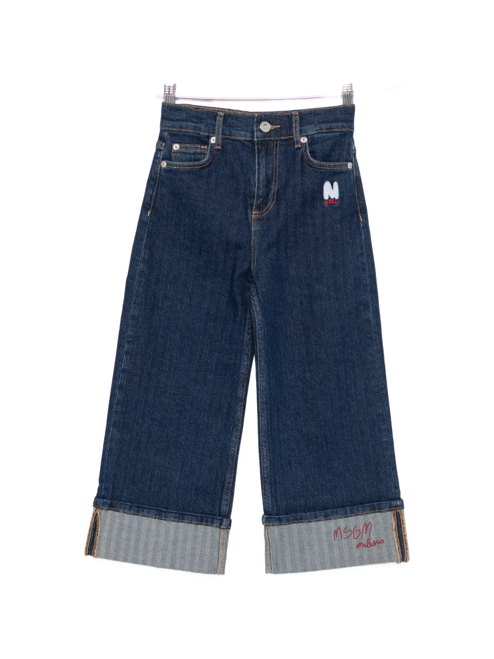 MSGM Kids logo-embroidered jeans - Blu