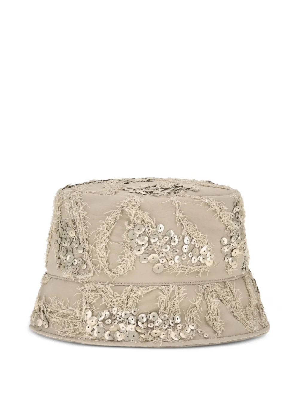 Brunello Cucinelli sequin-embellished frayed bucket hat Beige