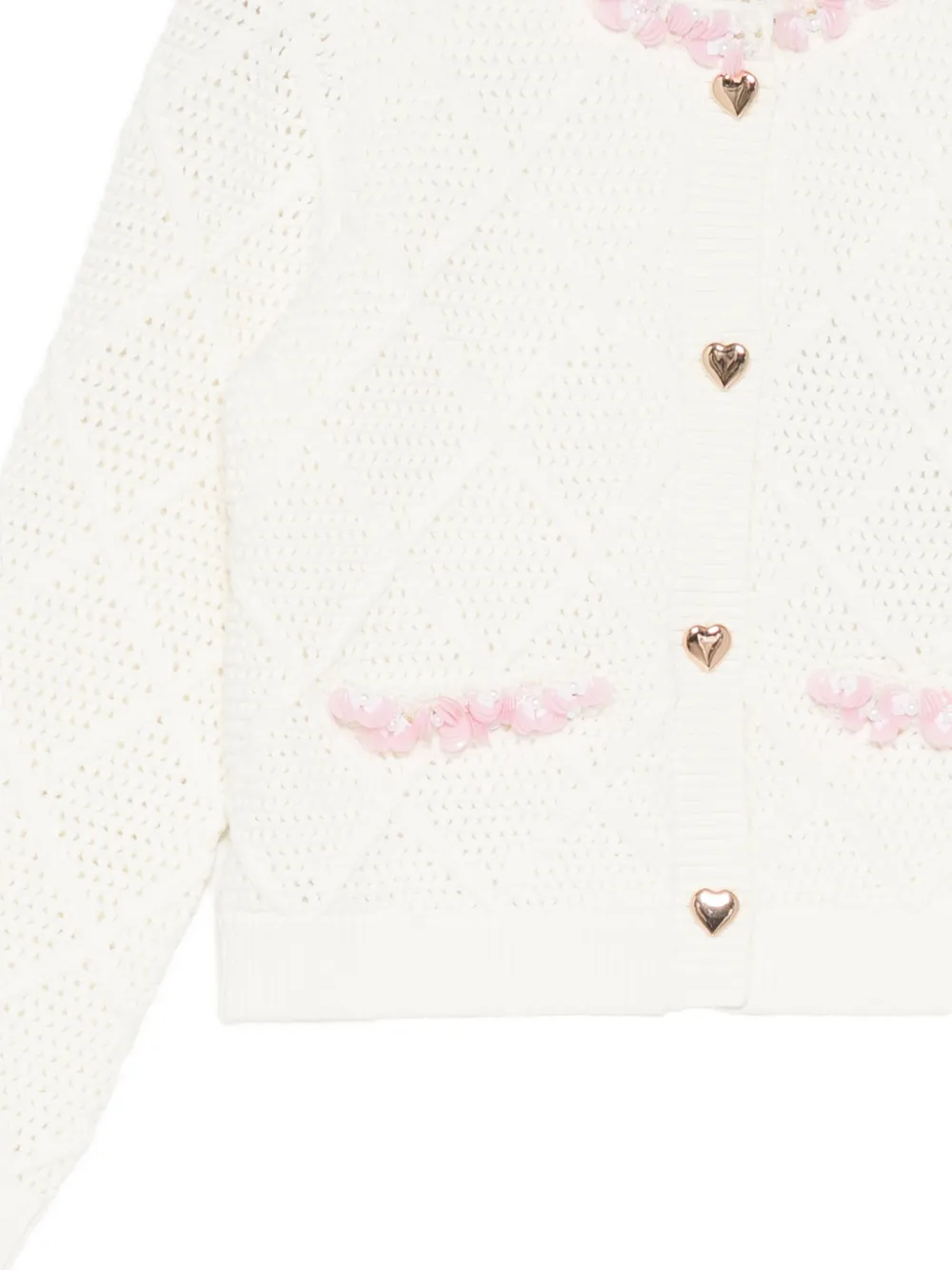 Self-Portrait Kids Verfraaid gebreid vest Wit