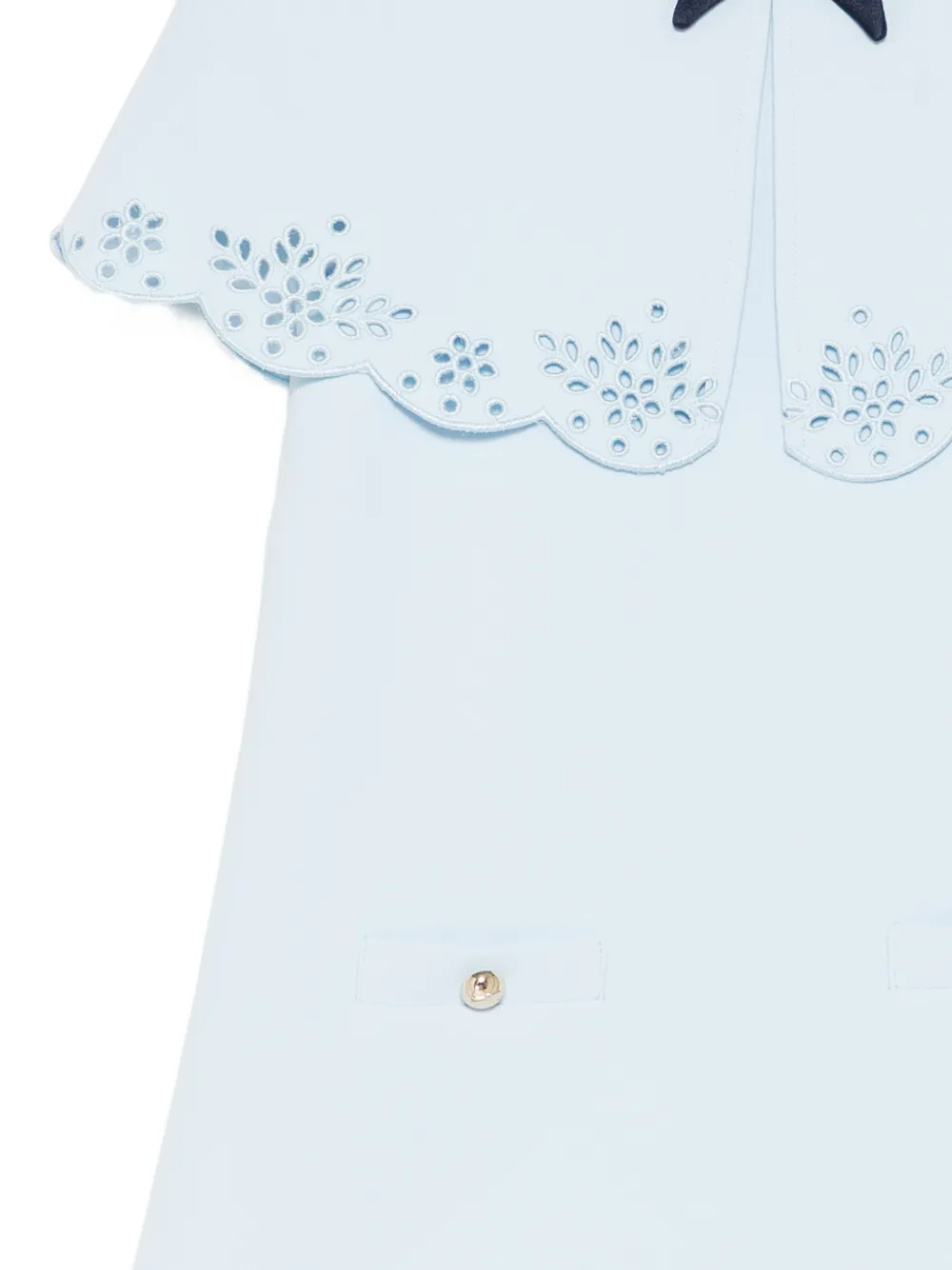 Self-Portrait Kids Broderie anglaise jurk met strikdetail Blauw