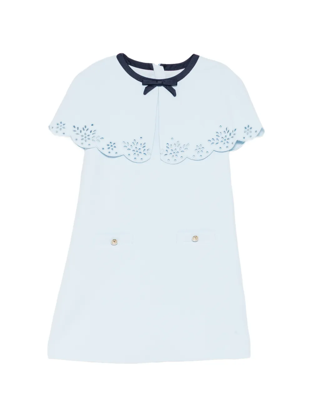 Self-Portrait Kids broderie-anglaise bow-detail dress - Blu