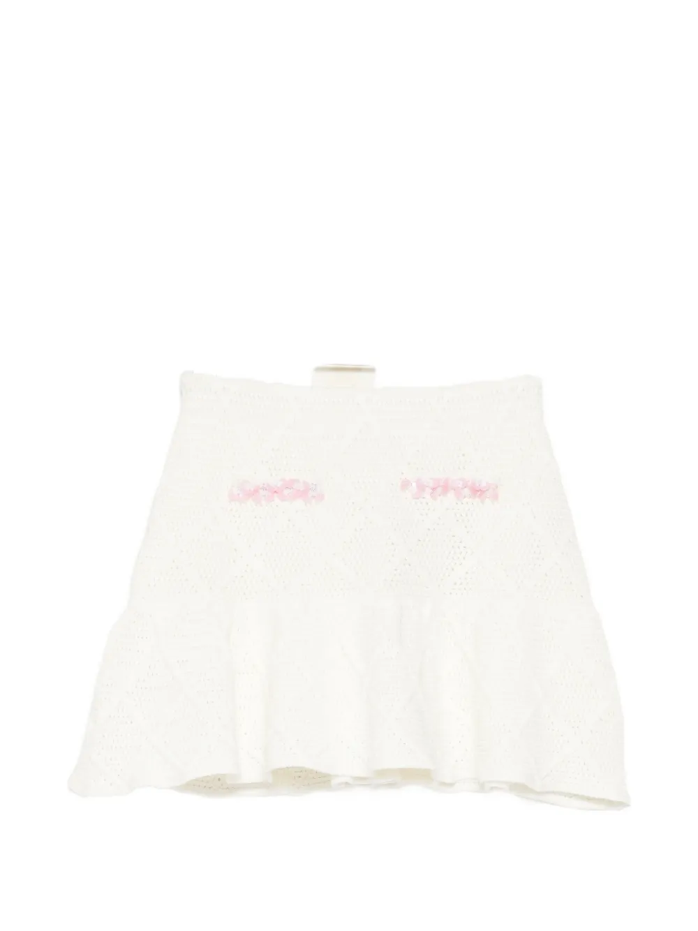 Self-Portrait Kids crochet ruffled skirt - Bianco