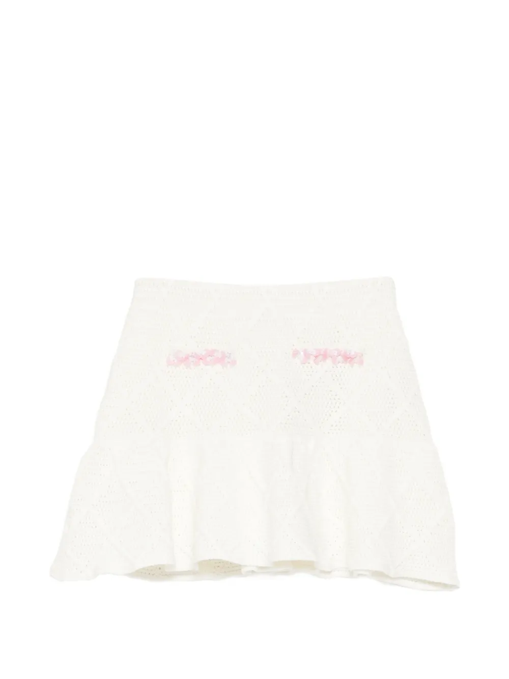 Self-Portrait Kids crochet ruffled skirt - Bianco